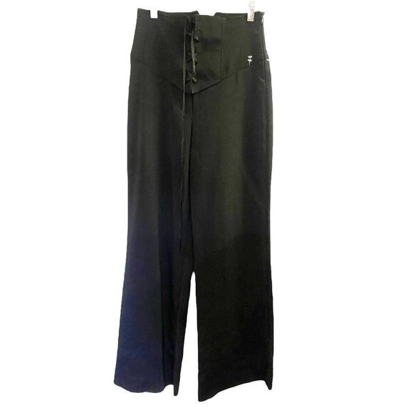 Luisa Spagnoli High Waisted Corset WIDE LEG PANTS Black 40 - Picture 1 of 3